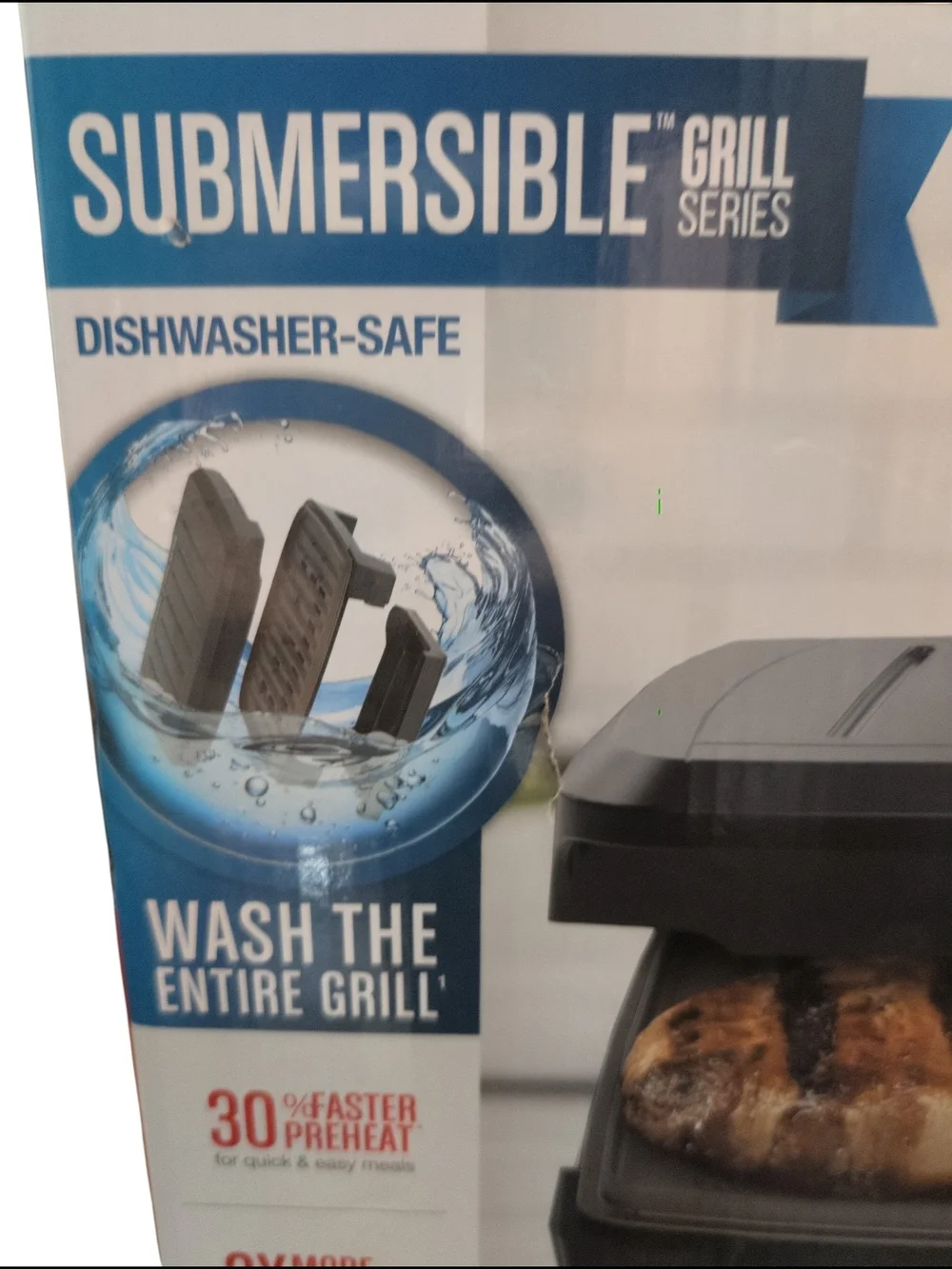 NIB George Foreman Submersible Grill Black Dishwasher Safe 5 Serving Non Stick